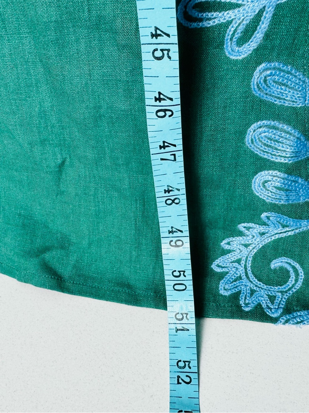 March 11 Dress Womens Large Green Floral Embroidered Linen Maxi Annabell - Picture 10 of 14